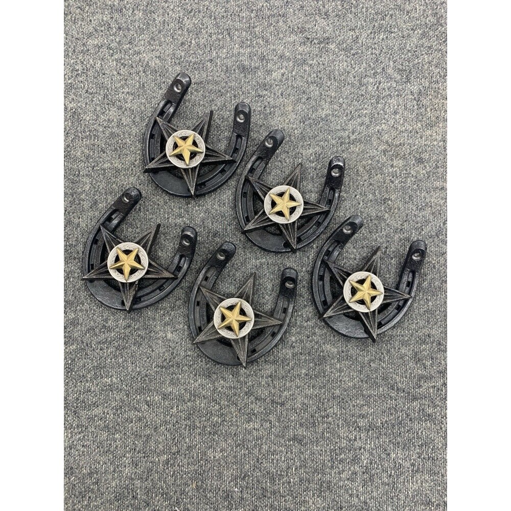 5 Drawer Pulls Cabinet Drawer Pulls Gold Star Concho Horseshoe Western Cowboy